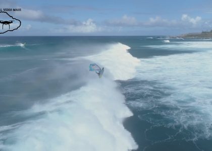 4k Aerial drone action of pro-windsurfer, Levi Siver 10-3-17 - Aerial Video Maui | aquasport.tv